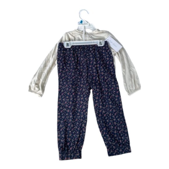 BNWT Ralph Lauren Baby Pintuck Long Sleeve Shirt with Floral Printed Joggers - Picture 2 of 3